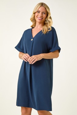 Roman Petite One Buttoned V-Neck Dress