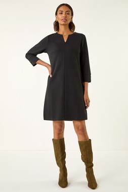 Black Keyhole Chain Shift Dress