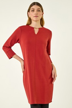 Roman Rust Keyhole Chain Shift Dress