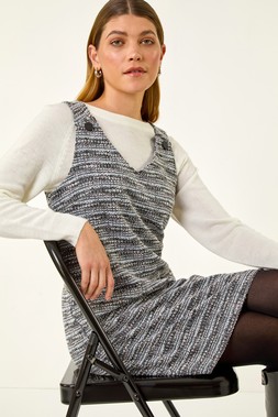 Black Textured A-Line Pocket Dress