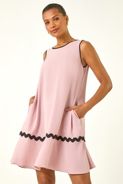 Roman Ric Rac Trim Swing Dress
