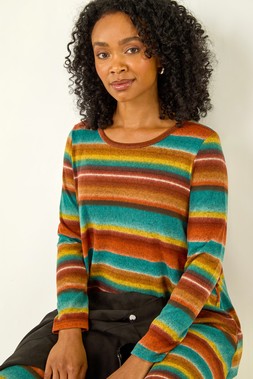 Roman Petite Blue Stripe A-Line Dress