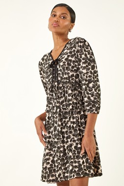 Roman Stone Spot Bow Front Short Dress