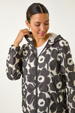 Roman Floral Print Rain Jacket