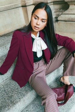 Plum Petite Zip Pocket Stretch Blazer