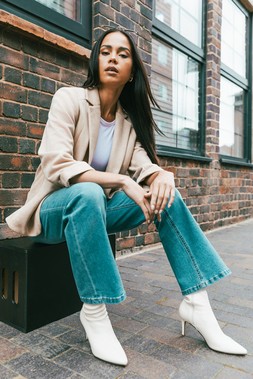 Roman Petite Stone Faux Suede Blazer