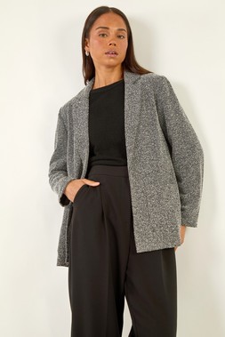 Roman Petite Black Herringbone Pocket Blazer