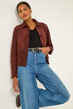 Roman Burgundy Suedette Casual Jacket