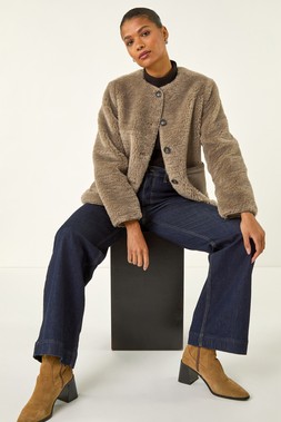 Roman Faux Fur Borg Pocket Front Jacket