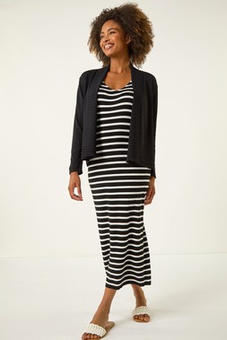 Roman Black Ribbed Detail Shrug