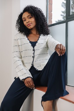 Roman Petite Ivory Contrast Stitch Cardigan