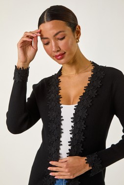 Roman Lace Trim Knit Cardigan