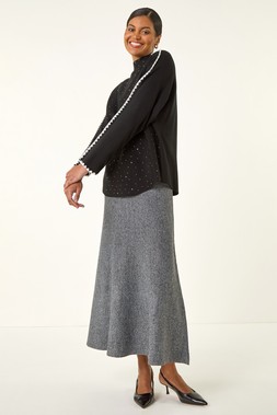 Roman Black Hotfix Blanket Stitch Knit Jumper