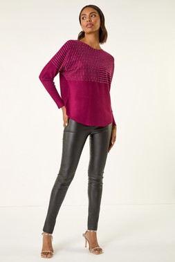 Roman Wine Embellished Stripe Knit Jumper
