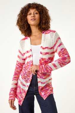 Roman Cerise Colour Block Spacedye Knit Cardigan