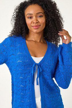 Roman Petite Blue Petite Knitted Tie Cardigan
