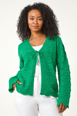 Roman Petite Green Petite Knitted Tie Cardigan