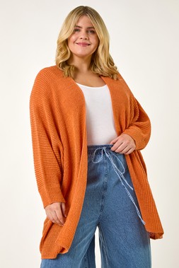 Roman Curve Orange Light Weight Knit Cardigan