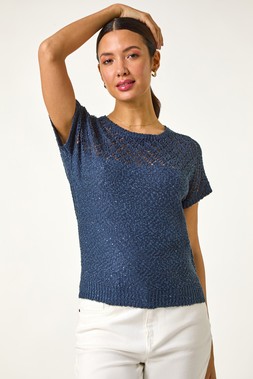 Roman Crochet Mixed Knit Top