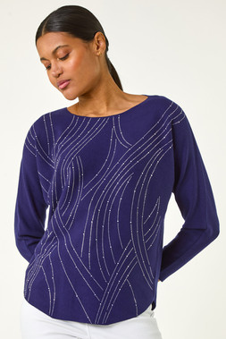 Roman Swirl Embellished Knit Jumper