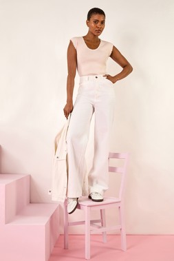 Roman Faux Pearl Trim Top