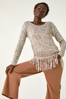 Roman Light Weight Fringe Hem Knit Jumper