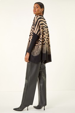 Black Multi Animal Print High Neck Jumper