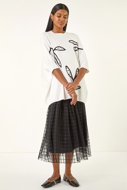 Roman Ivory Leaf Embroidered Knit Jumper