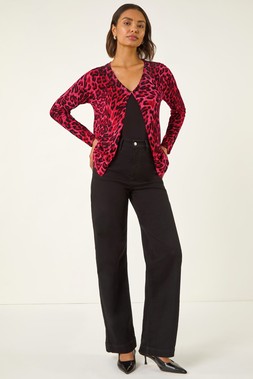 Roman Red Animal Print Knit V-Neck