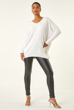 Roman Ivory Lace Back V-Neck Jumper