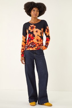 Roman Navy Hotfix Floral Print Knit Jumper