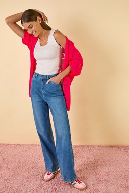 Roman Pink Pointelle Knit Heart Cardigan