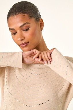 Roman Tan Sparkly Line Knit Jumper