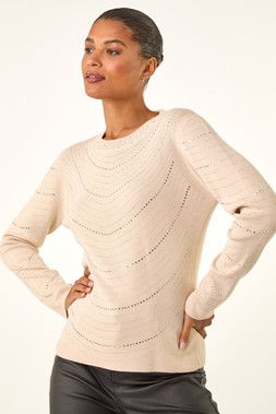Roman Tan Sparkly Line Knit Jumper