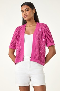 Roman Pink Open Knit Cardigan