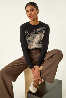 Roman Black Jacquard Hotfix Knit Jumper