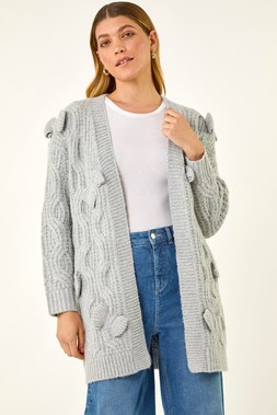 Roman Grey 3D Bow Knit Cardigan