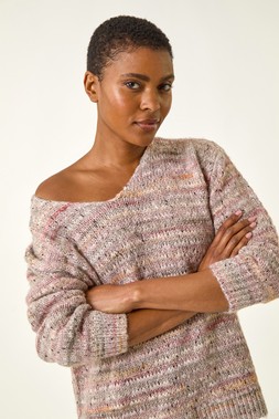 Roman Light Pink Shimmer V-Neck Knitted Jumper