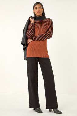 Roman Orange Colour Block Stripe Knit Jumper