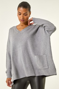 Roman Grey Hotfix Pocket Knit Jumper