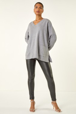 Roman Grey Hotfix Pocket Knit Jumper