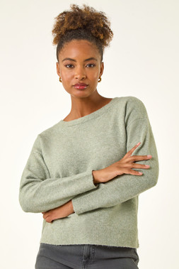 Roman Sage Ribbon Bow Tie Back Jumper
