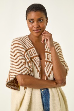 Roman Ivory Jacquard Pattern Knit Cardigan