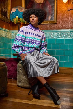 Roman Lilac Heart High Neck Knit Jumper