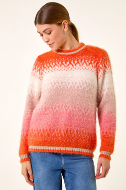 Roman Orange Ombre Tinsel Knit Jumper