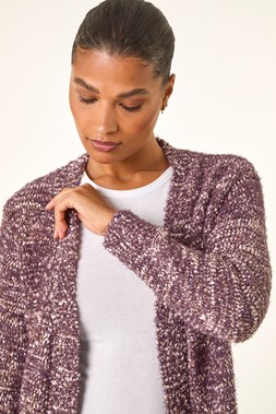 Roman Mauve Speckled Popcorn Knit Cardigan