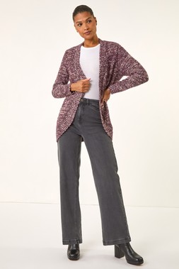 Roman Mauve Speckled Popcorn Knit Cardigan