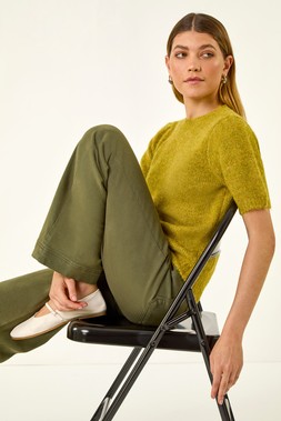 Roman Green Short Sleeve Soft Knit Top