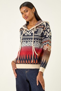 Roman Jacquard Hooded Knit