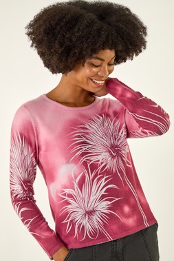 Roman Pink Hotfix Floral Print Knit Jumper